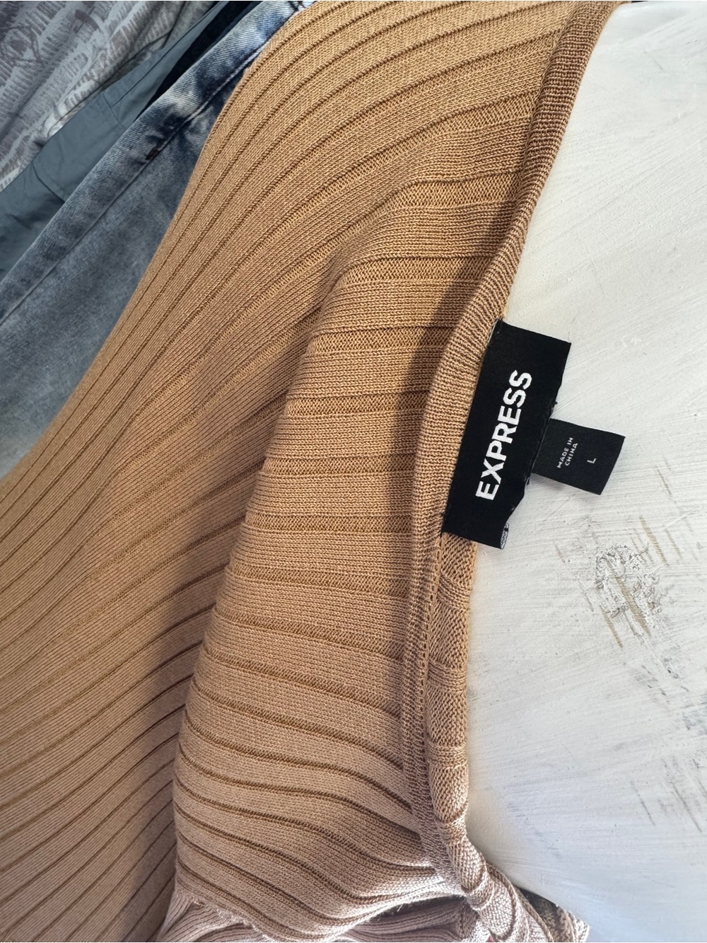 Express Camel Ribbed Long Sleeve Maxi Dress - Picture 4 of 7